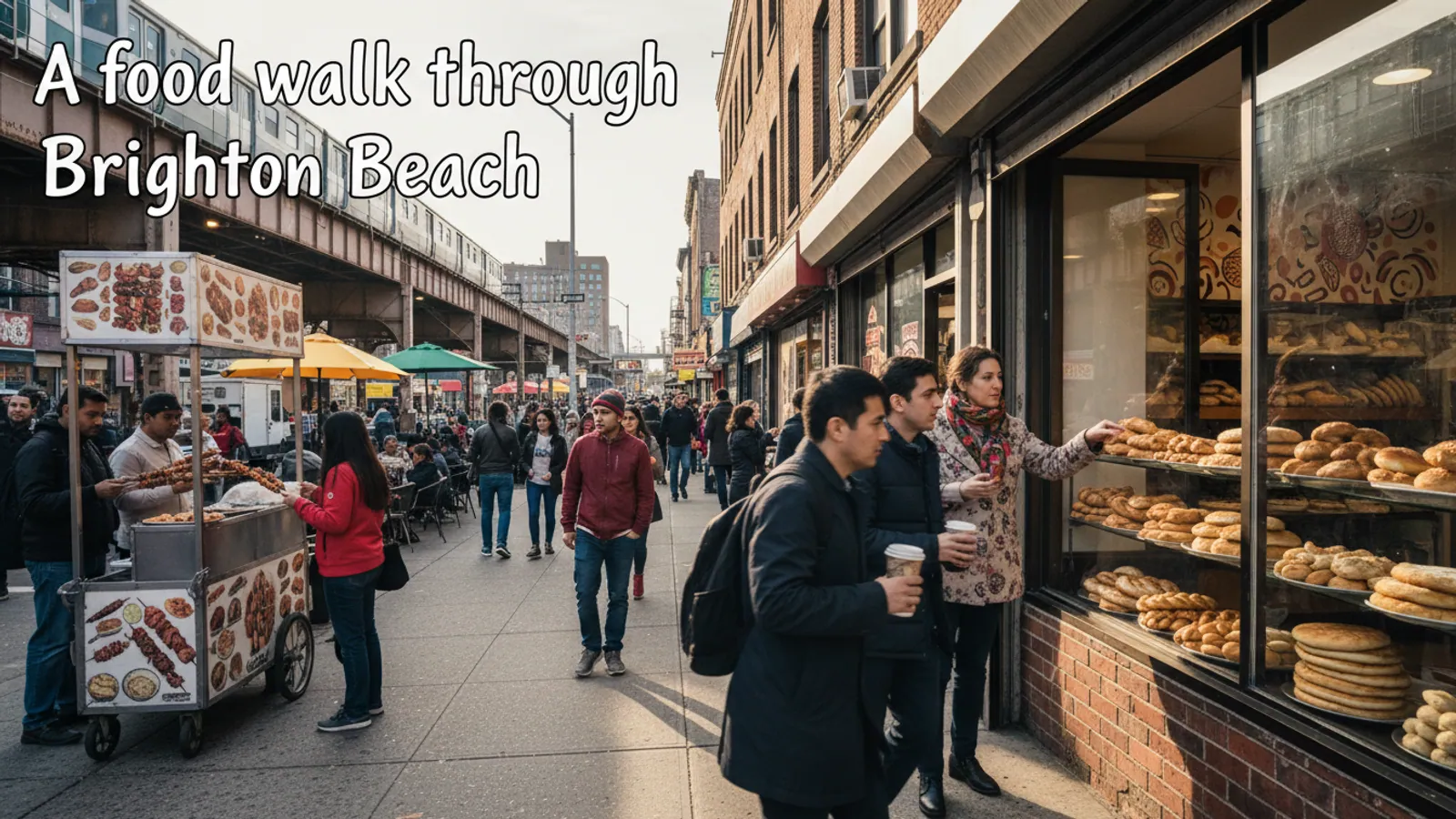 Editorial view of Brighton Beach illustrating A food walk through Brighton Beach