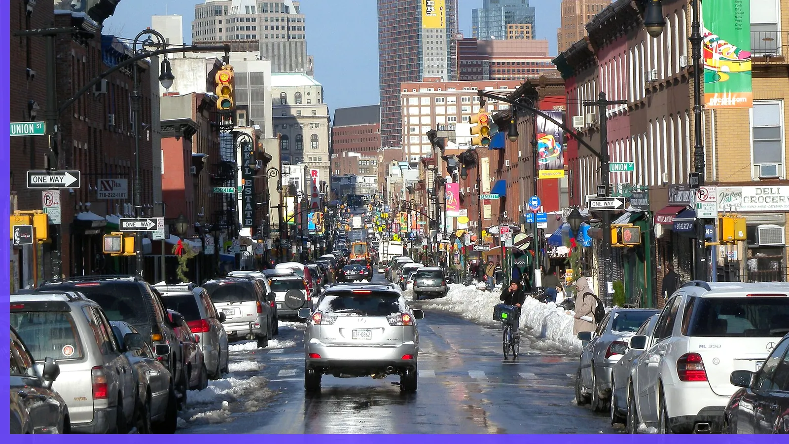 A Brooklyn neighborhood streetscape illustrating family life in Carroll Gardens