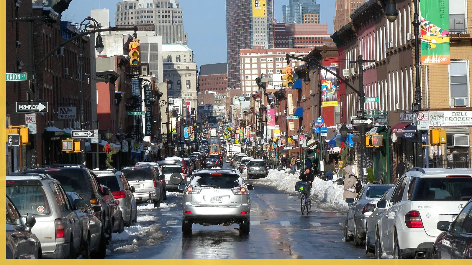 A Brooklyn neighborhood streetscape illustrating restaurants in Carroll Gardens