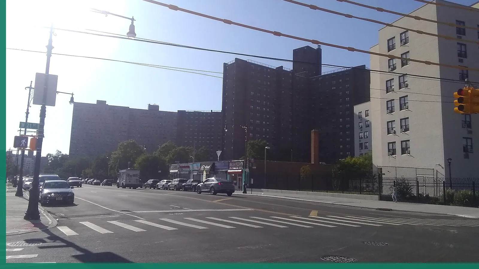A Brooklyn neighborhood streetscape illustrating sports in Coney Island