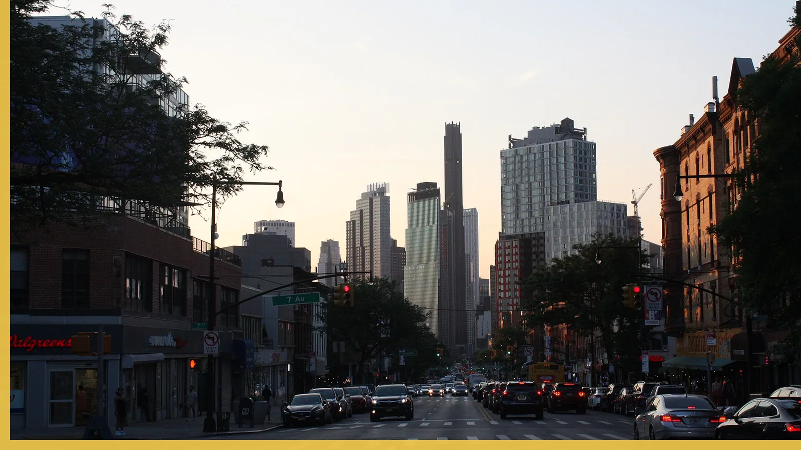 A Brooklyn neighborhood streetscape illustrating community news in Flatbush