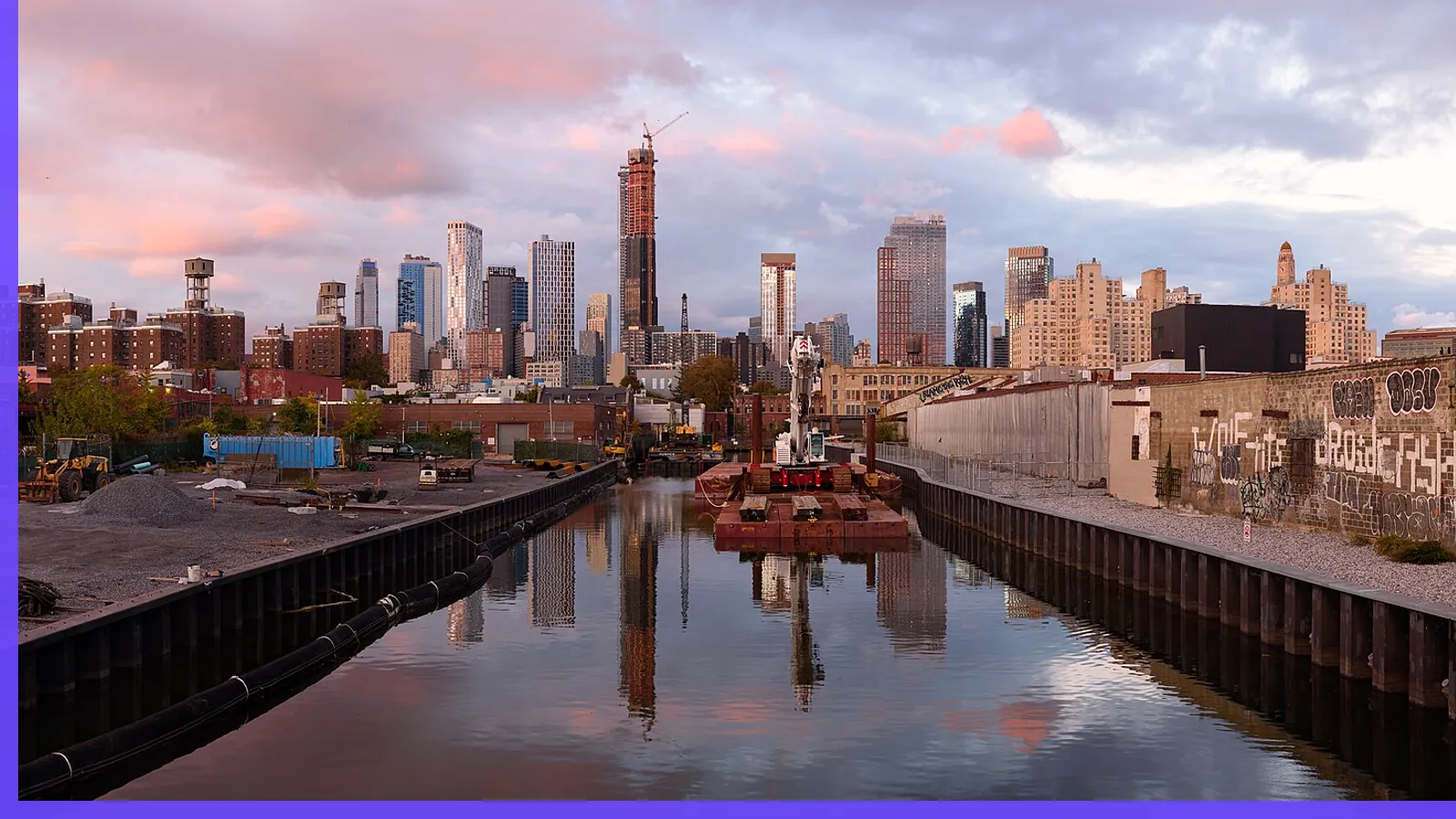 A Brooklyn neighborhood streetscape illustrating nightlife in Gowanus