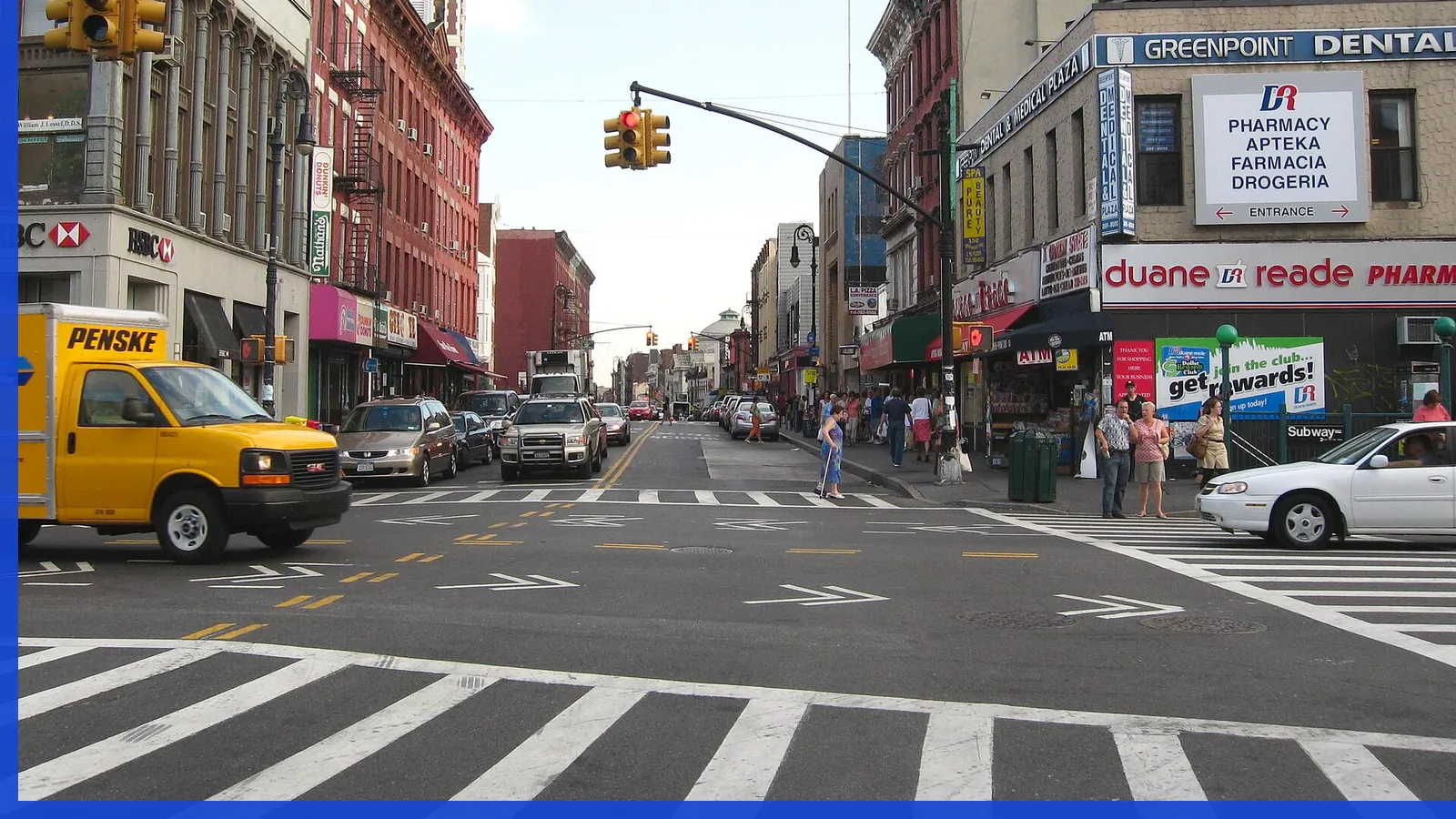 A Brooklyn neighborhood streetscape illustrating waterfront growth in Greenpoint