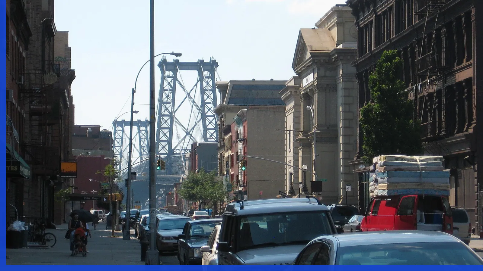 A Brooklyn neighborhood streetscape illustrating dining in Williamsburg